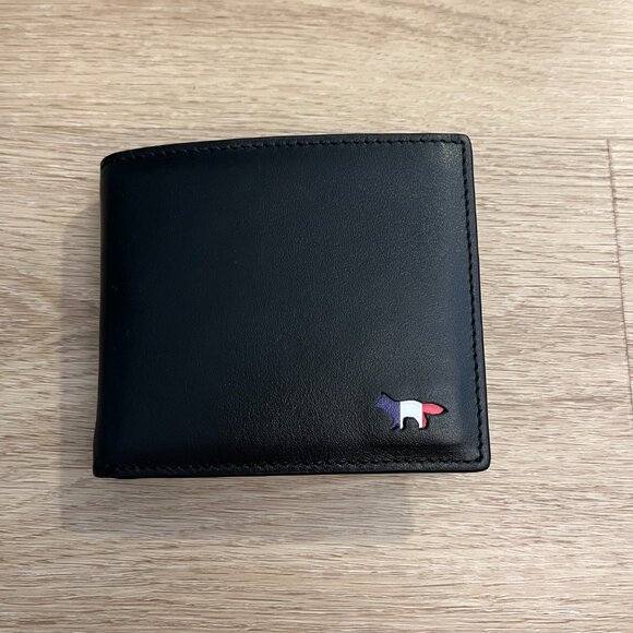 Maison Kitsune Tricolor Fox Compact Bifold Wallet Black (New) - Picture 14 of 15